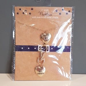 Matching Cat and Owner Necklace Charm Set